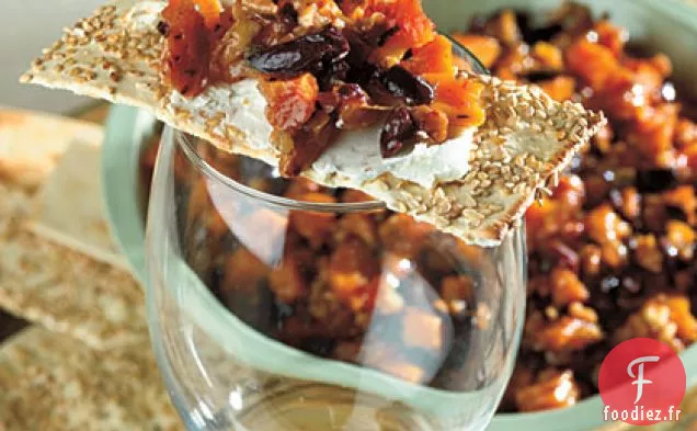 Tapenade de Pêches et Pacanes au Fromage de Chèvre