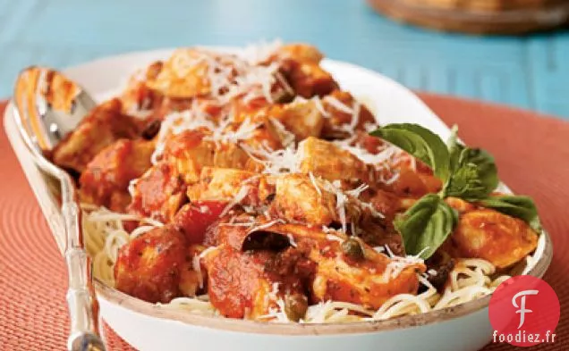 Puttanesca de Poulet aux Pâtes aux Cheveux d'Ange