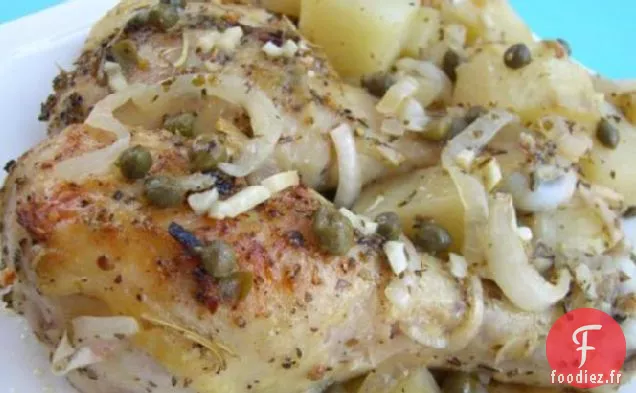 Cuisses de Poulet Rôties à la Grecque, Pommes de Terre et Câpres
