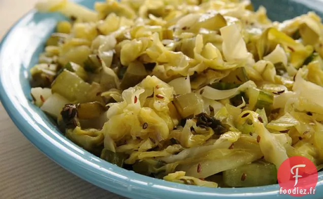 Chou Vert Au Concombre Et Au Cumin