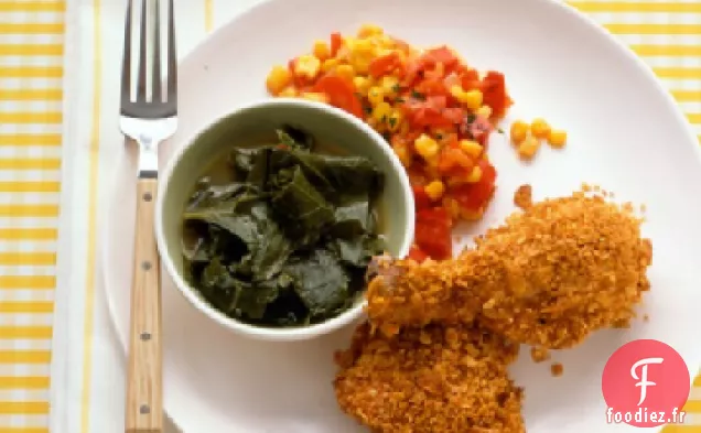 Poulet Cuit au Four En Croûte de Flocons de Maïs