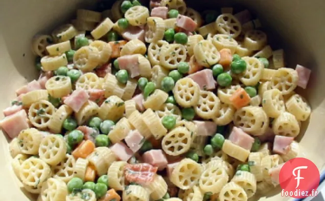 Roues de Chariot Avec Jambon Cuit au Four et Vinaigrette Crémeuse à la Moutarde