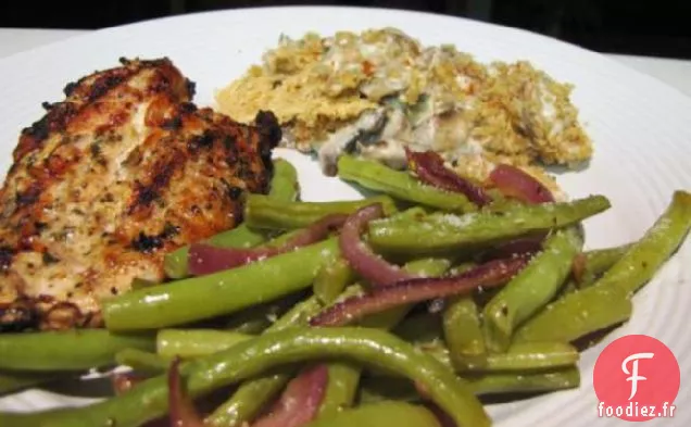 Haricots Verts Sautés et Oignon Rouge