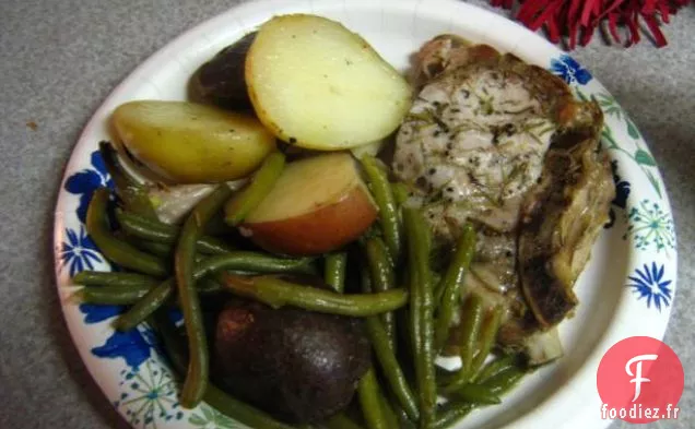 Porc au Romarin Avec Pommes de Terre et Haricots Verts