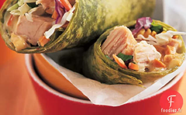 Wraps de Dinde avec Mayonnaise Curry-Chutney et Arachides
