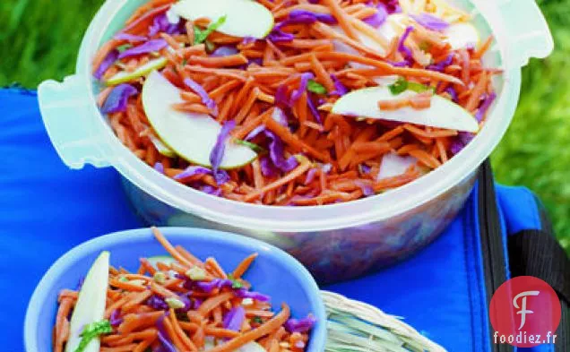 Salade de Carotte, Chou et Pomme avec Vinaigrette au Cumin et au Citron vert