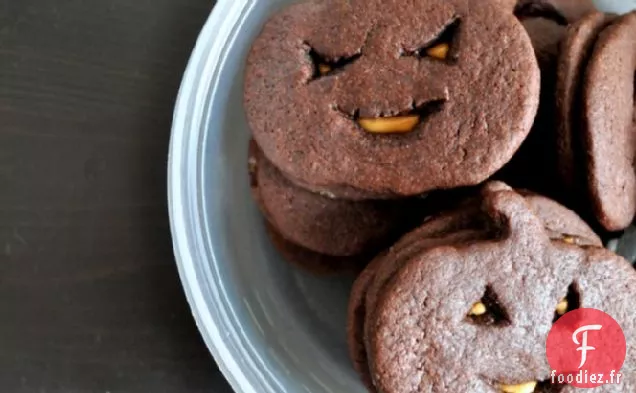 Biscuits Jack-O-Lantern au Chocolat Et au Beurre d'Arachide
