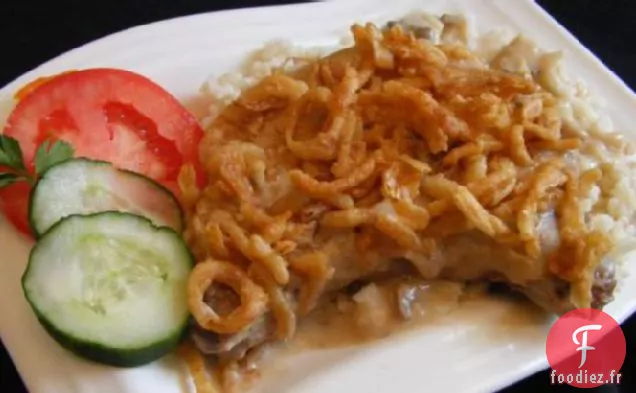 Côtelettes de Porc Étouffées Avec Sauce et Riz