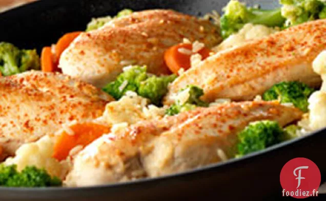 Poulet à l'Ail, Poêle aux Légumes et au Riz