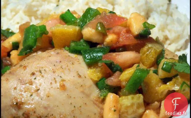 Poulet Mojito de l'Île et Riz Avec Salsa Tropicale