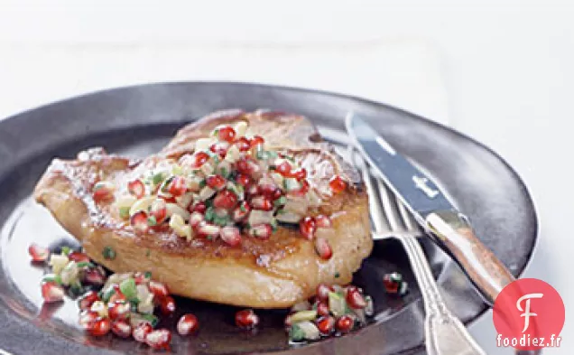 Côtelettes de Porc Poêlées avec Salsa à la Grenade et au Fenouil