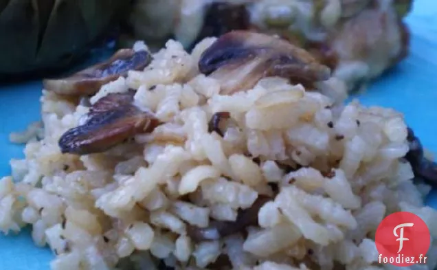 Risotto Au Thym Mushrooom Également Connu Sous Le Nom De Riz Arborio