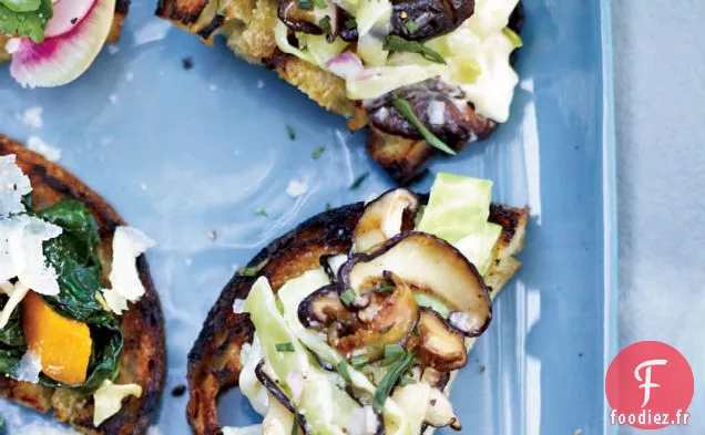 Toasts au Chou et aux Champignons