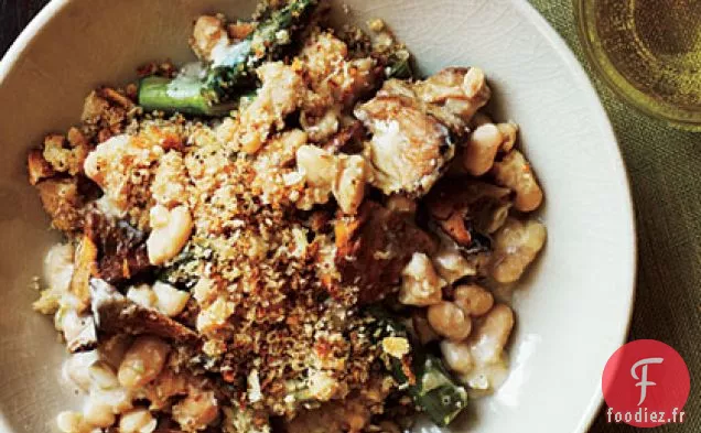 Cassoulet Rapide de Haricots Blancs, Asperges et Champignons