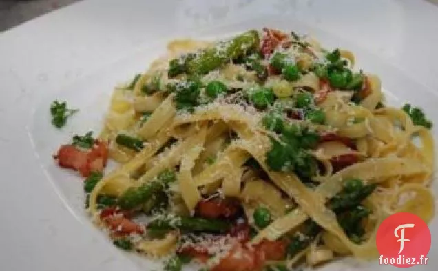 Linguine aux Asperges, au Parmesan et au Bacon