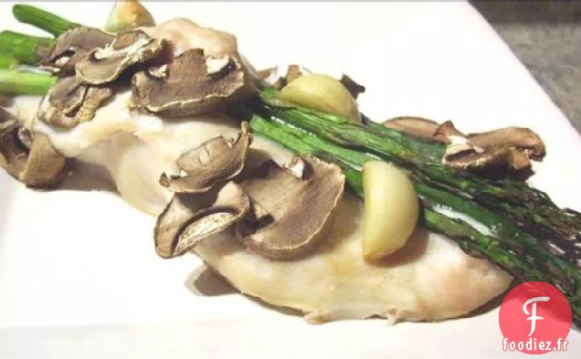 Poulet à l'Ail aux Asperges et aux Champignons