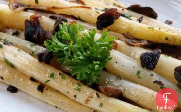 Asperges Blanches aux Champignons au Beurre Brun