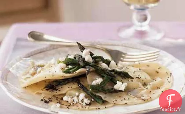 Raviolis à la Ricotta au Beurre de Graines de Pavot Doré et Asperges