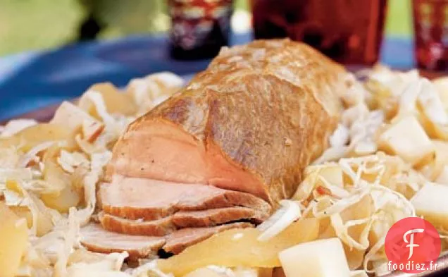 Rôti de Porc aux Pommes, au Chou et aux Navets