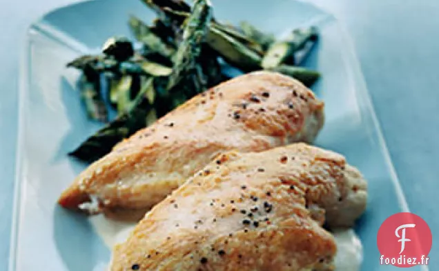 Poulet Rôti aux Asperges et Sauce Tahini