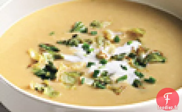 Soupe de Pommes de Terre, Chou Vert et Poireaux à la Crème Fraîche au Citron