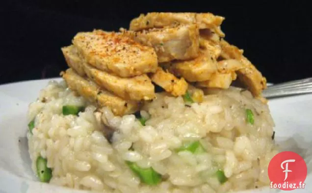 Risotto Aux Asperges Aux Champignons Avec Poulet Croustillant
