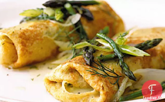Blintzes au Fromage Matzo aux Asperges et à l'aneth