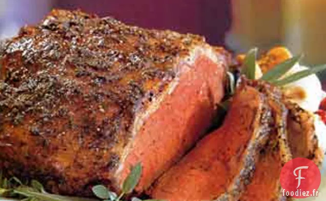 Longe de Bande de New York Rôtie avec Croûte d'Ail et d'Herbes