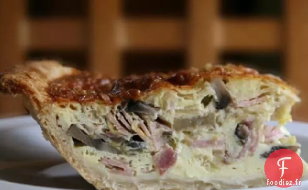 Quiche aux Poireaux, Jambon et Champignons