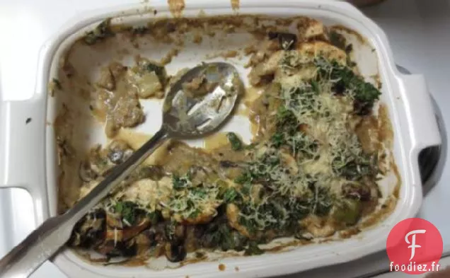 Casserole de Poulet, Poireaux et Champignons
