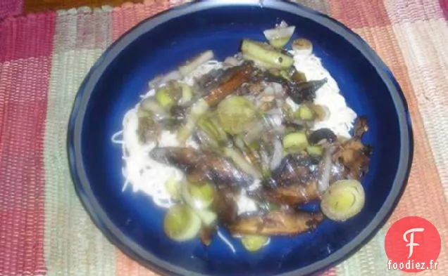 Pâtes Cheveux d'Ange Aux Portabelles, Poireaux et Vinaigre Balsamique