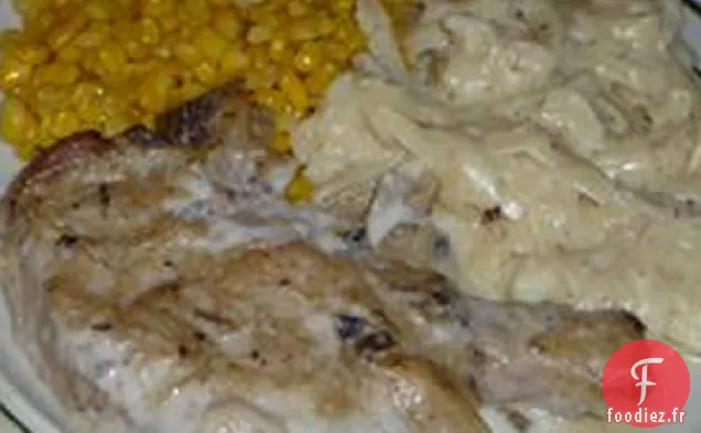 Côtelettes de Porc avec Sauce aux Oignons et Champignons