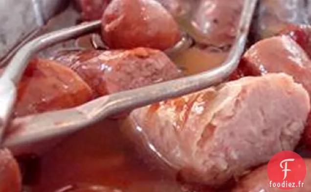 Saucisses de Porc à la Sauce à l'Oignon Caramélisé