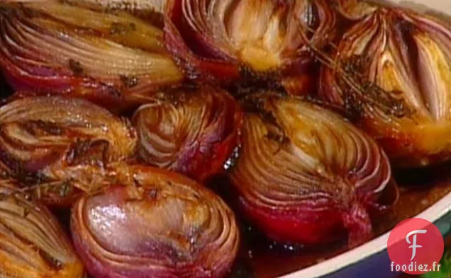 Oignons Rouges Rôtis au Beurre, Miel et Vinaigre Balsamique