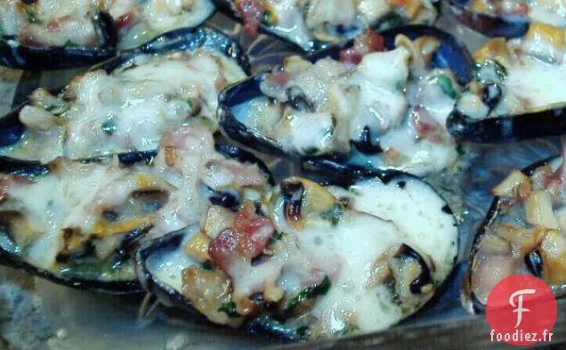 Moules Cuites au Four Aux Champignons et au Bacon