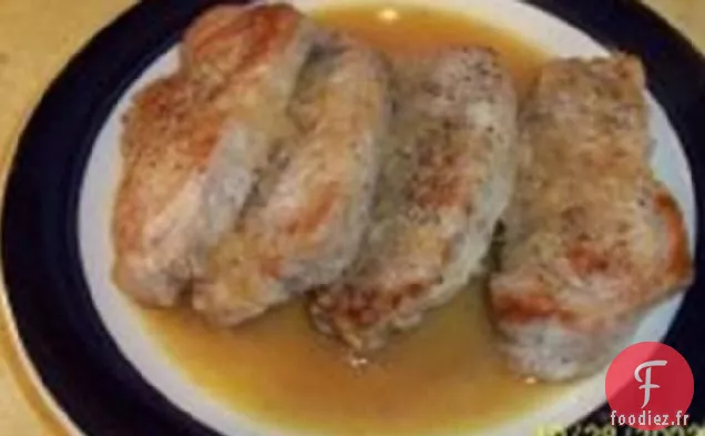 Côtelettes de Porc aux Échalotes dans une Sauce au Vin Blanc