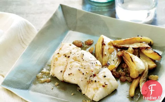 Flétan Rôti au Fenouil Braisé au Vin