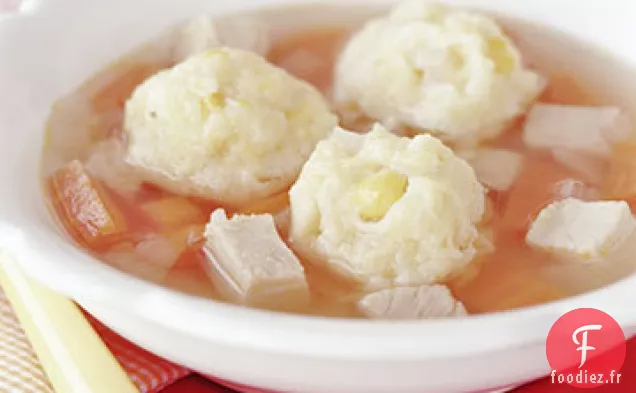 Soupe De Dinde Aux Boulettes De Cheddar