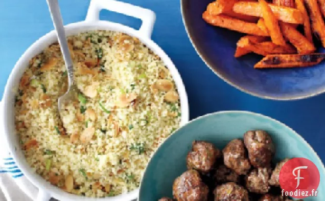Couscous et Carottes Rôties aux Boulettes de Viande Épicées