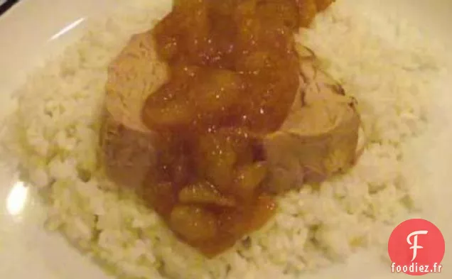 Filet De Porc Poivré Avec Purée De Mangue Et Gingembre