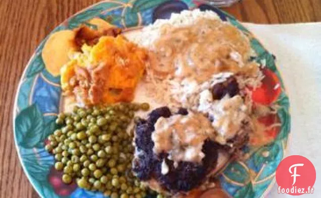Steak de Salisbury Avec Sauce aux Champignons et à l'Oignon