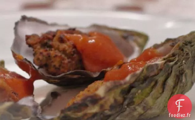 Huîtres Frites Noircies À La Sauce Cocktail Au Citron