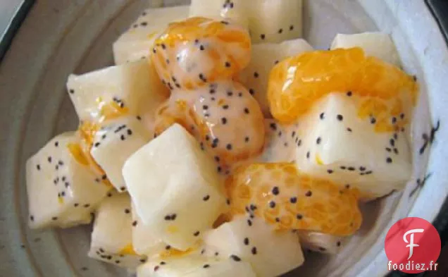 Salade De Jicama À La Mandarine Et Vinaigrette Aux Graines De Pavot