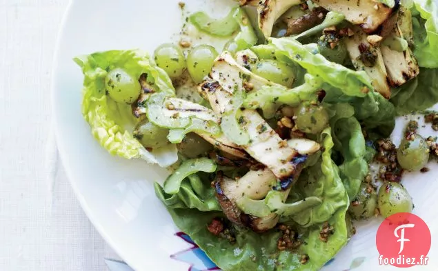 Salade de Céleri, Raisins Grillés et Champignons