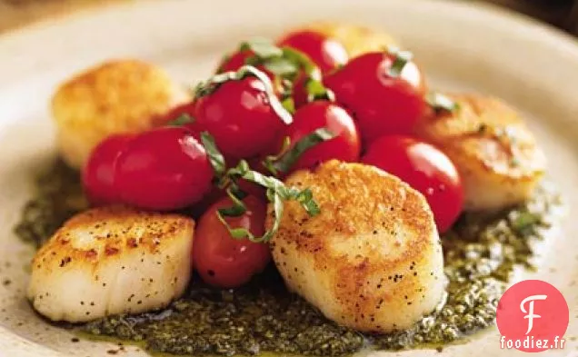 Pétoncles Poêlés aux Tomates et au Pesto