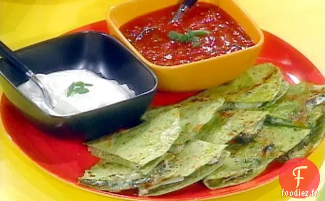 Quesadillas Vertes grillées au Brie et aux Herbes