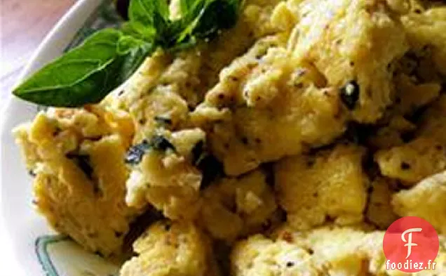 Œufs Brouillés au Fromage Crémeux au Basilic