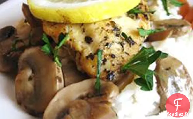 Poulet au Citron Cuit au Four avec Sauce aux Champignons