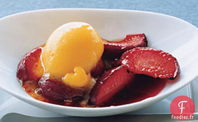 Prunes Grillées au Sorbet à la Mangue