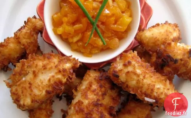 Poulet À La Noix De Coco Avec Chutney Au Piment Et À L'Abricot